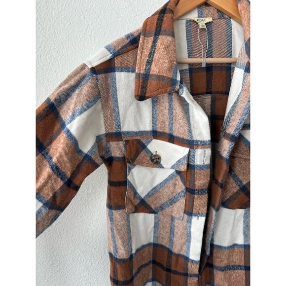 Kori Plaid Shacket- Brown and Blue- Oversized-Size small B131 - Picture 2 of 5